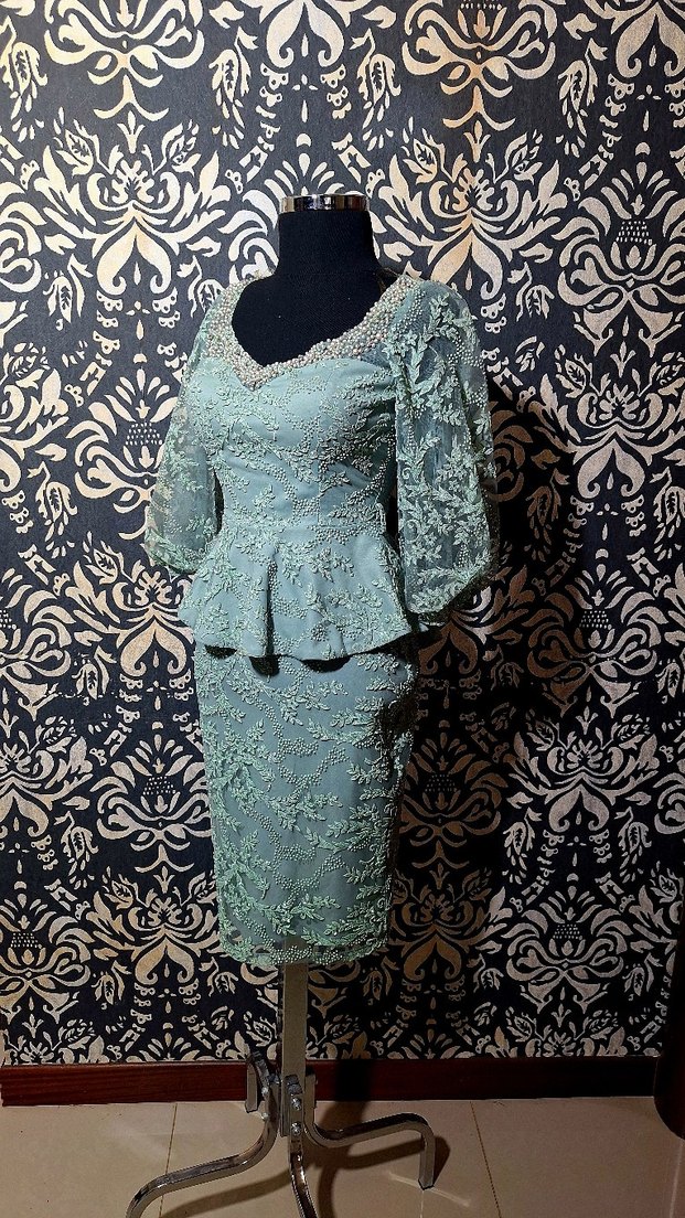 Şık İki Parça Dantelli Peplum Takım - 38 Beden Ithal - Görsel 4