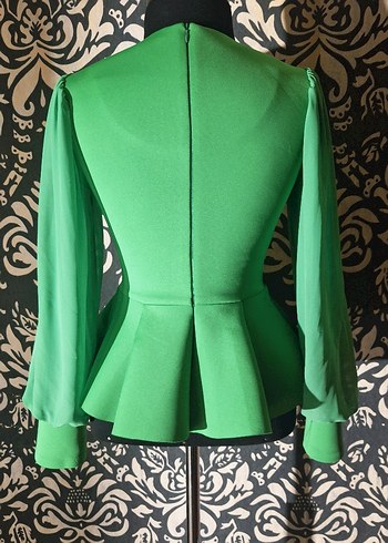 Uzun Kol Detaylı Boncuk İşlemeli Yeşil Abiye - Görsel 7