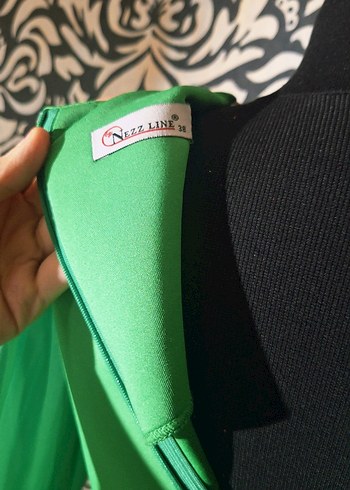 Uzun Kol Detaylı Boncuk İşlemeli Yeşil Abiye - Görsel 6