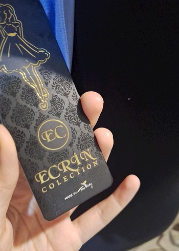 Mavi V Yakalı Uzun Abiye Elbise - Görsel 5