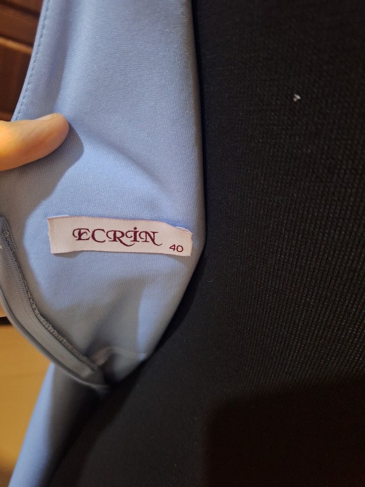 Mavi V Yakalı Uzun Abiye Elbise - Görsel 4