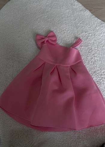 Pembe Fiyonk Detaylı Kız Çocuk Elbise - Görsel 2