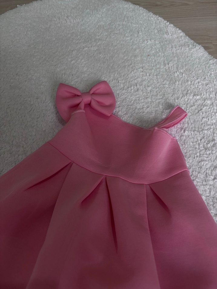 Pembe Fiyonk Detaylı Kız Çocuk Elbise - Görsel 3