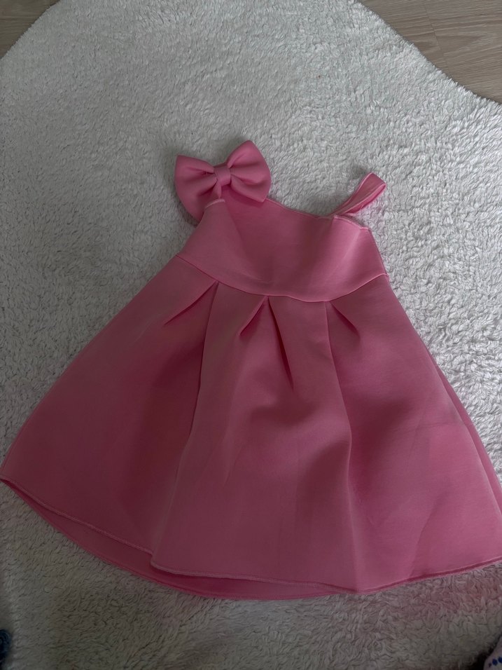 Pembe Fiyonk Detaylı Kız Çocuk Elbise - Görsel 2