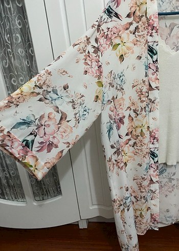 Çiçek Desenli Bohem Midi Kimono - Görsel 4