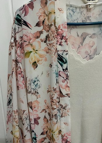 Çiçek Desenli Bohem Midi Kimono - Görsel 5
