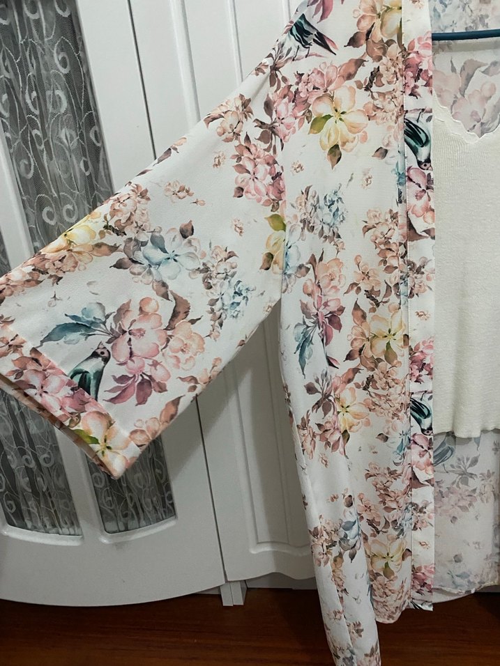 Çiçek Desenli Bohem Midi Kimono - Görsel 4