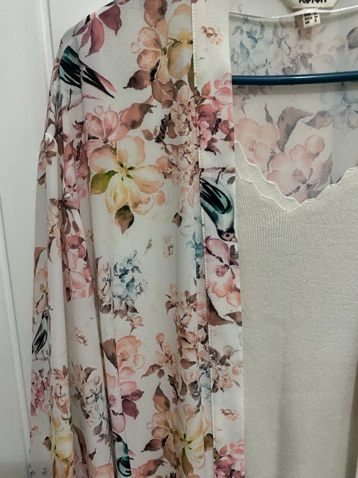 Çiçek Desenli Bohem Midi Kimono - Görsel 5