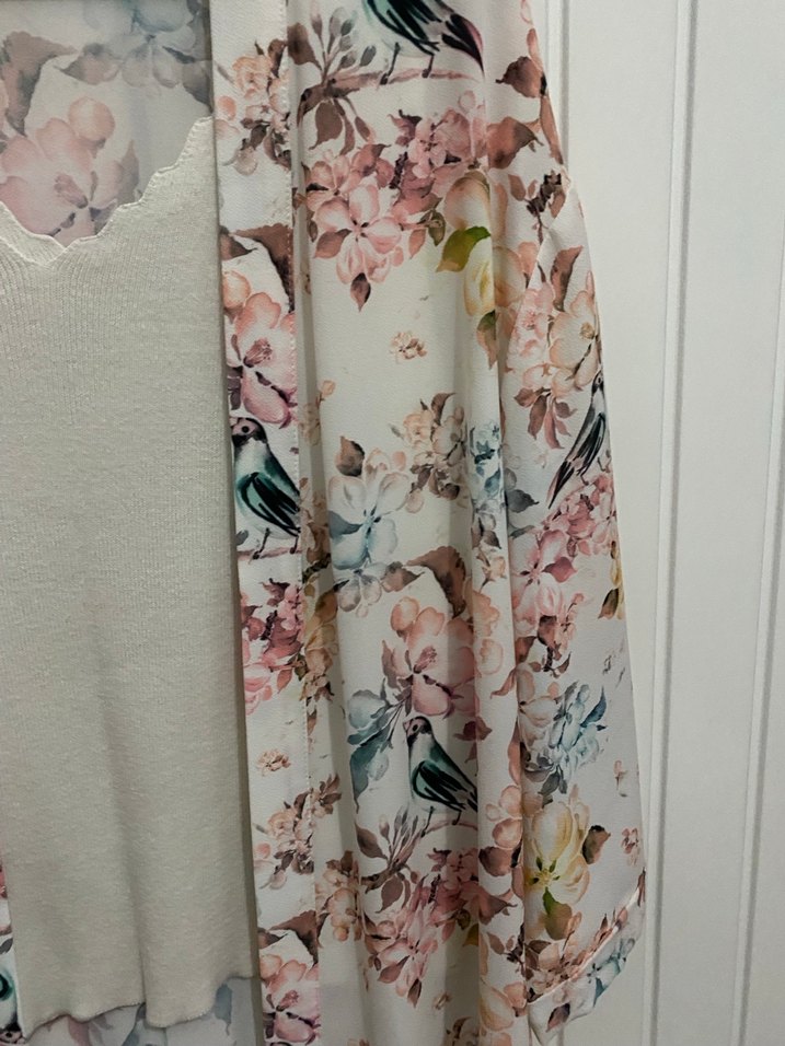 Çiçek Desenli Bohem Midi Kimono - Görsel 2