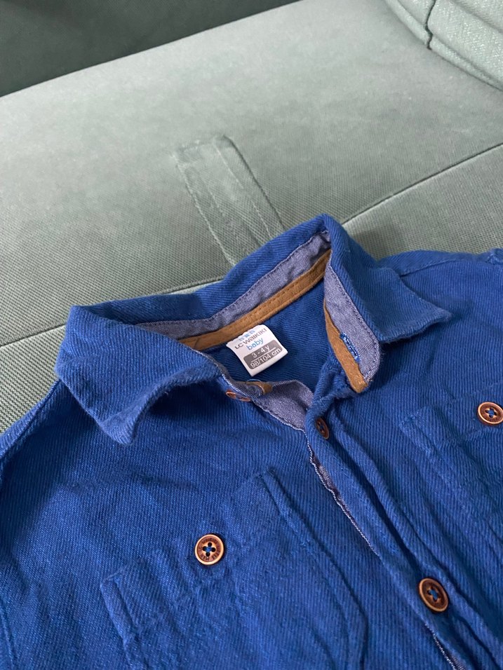 Erkek Çocuk Mavi Keten Gömlek - Görsel 4