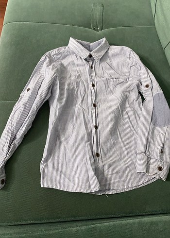 Erkek Çocuk Gri Çizgili Uzun Kollu Gömlek - Görsel 3
