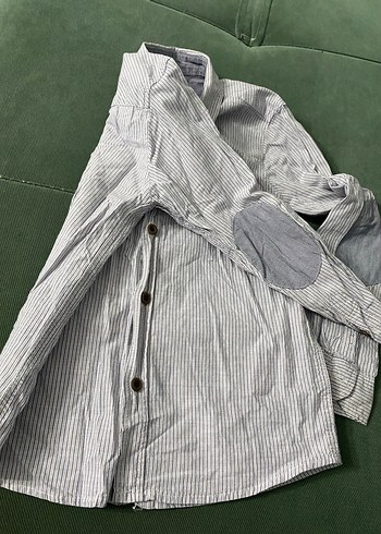 Erkek Çocuk Gri Çizgili Uzun Kollu Gömlek - Görsel 2