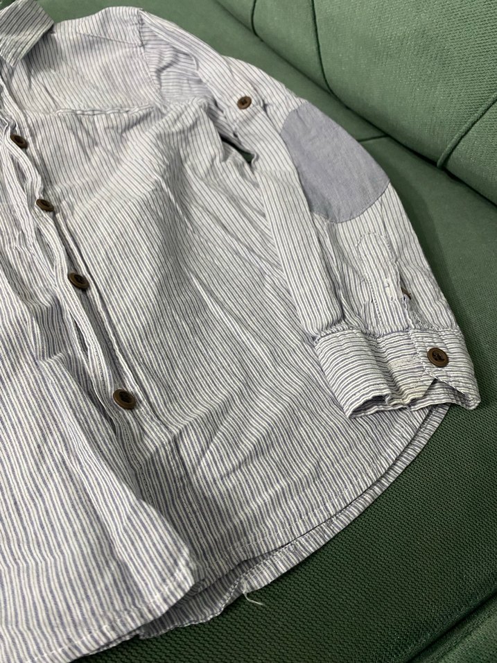 Erkek Çocuk Gri Çizgili Uzun Kollu Gömlek - Görsel 4