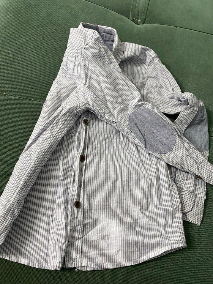 Erkek Çocuk Gri Çizgili Uzun Kollu Gömlek - Görsel 2