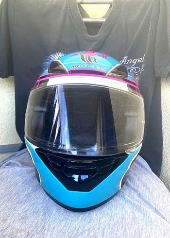 Renkli Parlak Biker Motosiklet Kaskı ve Motorcu Beyaz Şık Mont - Görsel 3