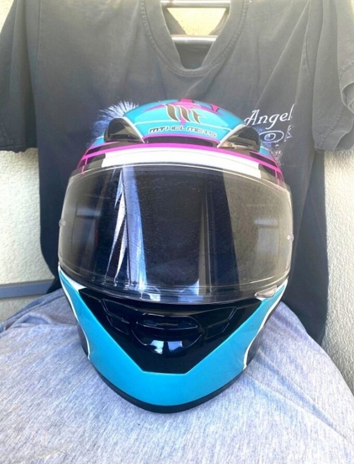 Renkli Parlak Biker Motosiklet Kaskı ve Motorcu Beyaz Şık Mont - Görsel 3