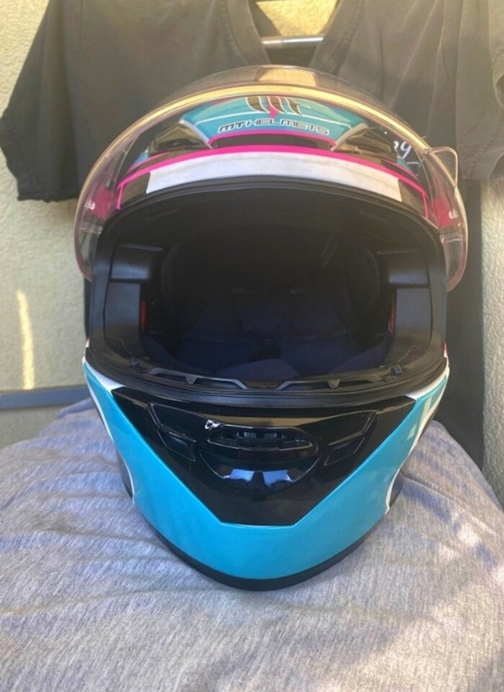 Renkli Parlak Biker Motosiklet Kaskı ve Motorcu Beyaz Şık Mont - Görsel 5