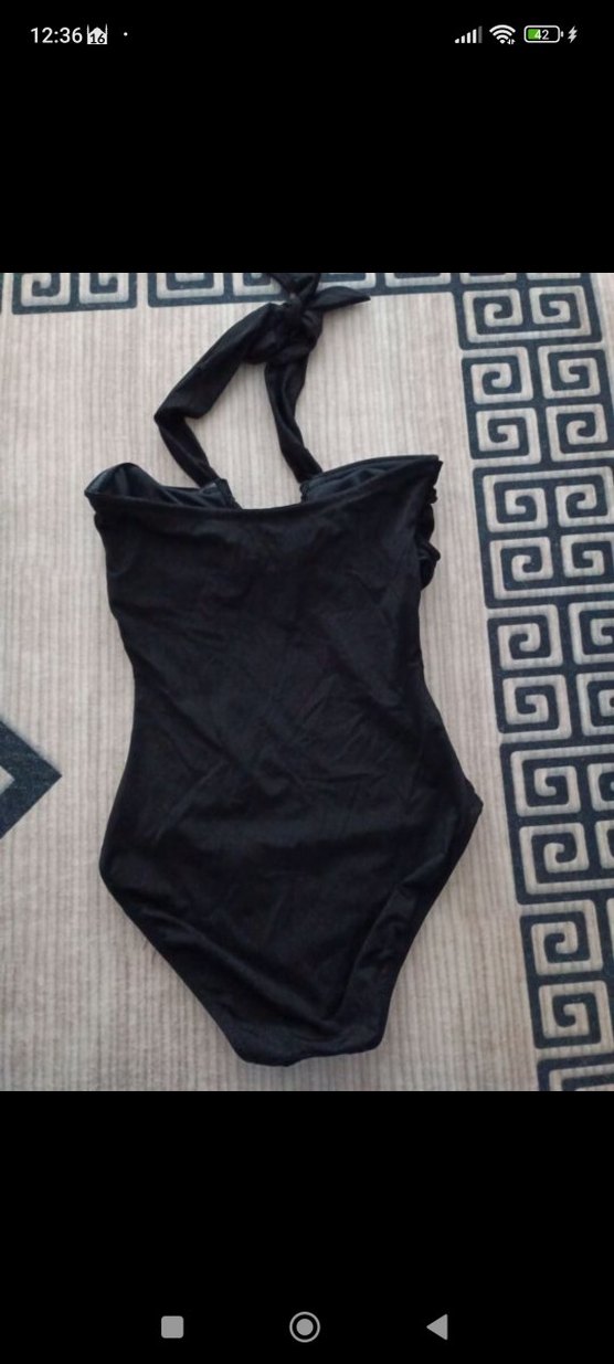 Siyah Askılı Kemerli Kadın Mayo - Görsel 4