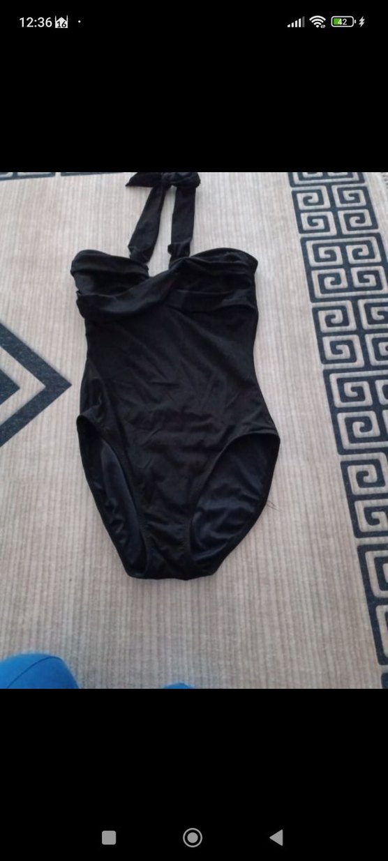 Siyah Askılı Kemerli Kadın Mayo - Görsel 2