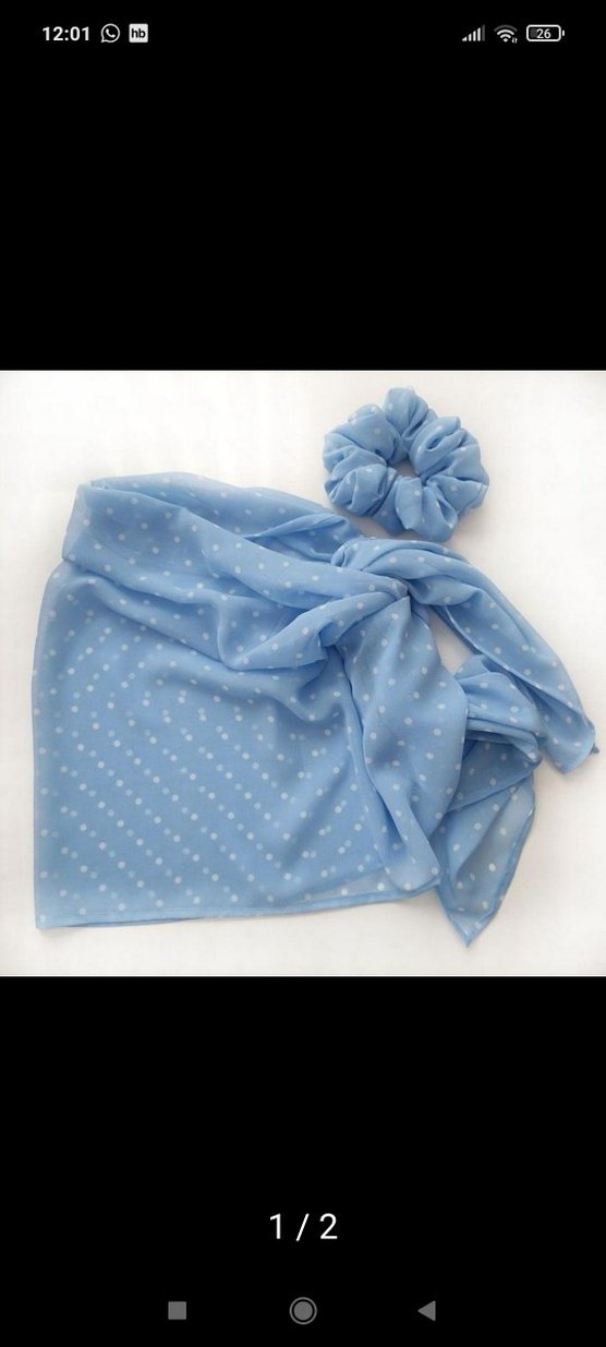 Mavi Puantiyeli  Saç Bandı ve pareo Seti - Görsel 2