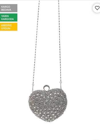 Gri Parlak Kalp Desenli Kadın Portföy Çanta - Görsel 3