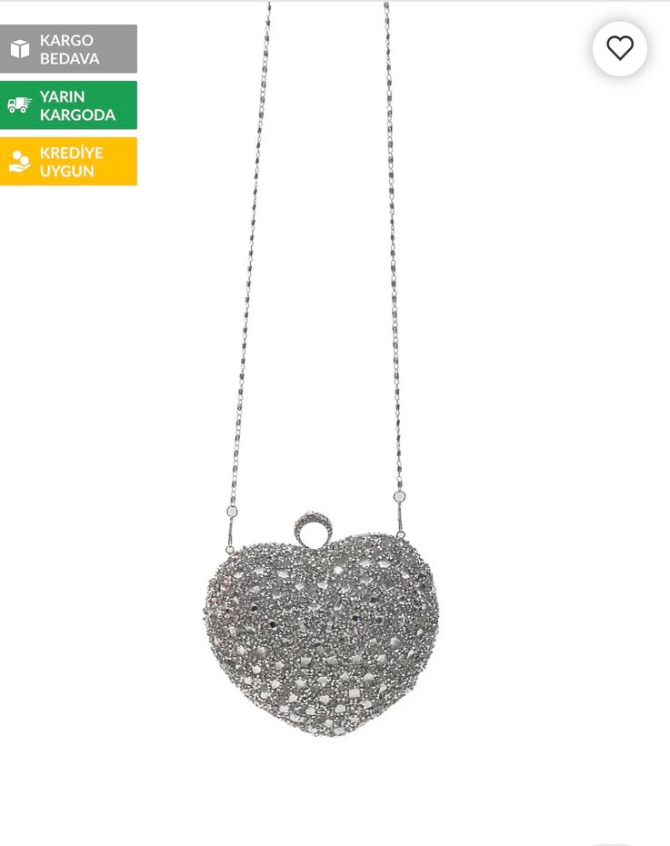 Gri Parlak Kalp Desenli Kadın Portföy Çanta - Görsel 3