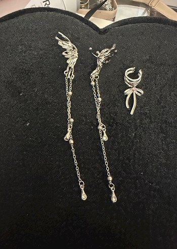 Uzun Gri Gotik Boncuklu Küpeler - Görsel 2