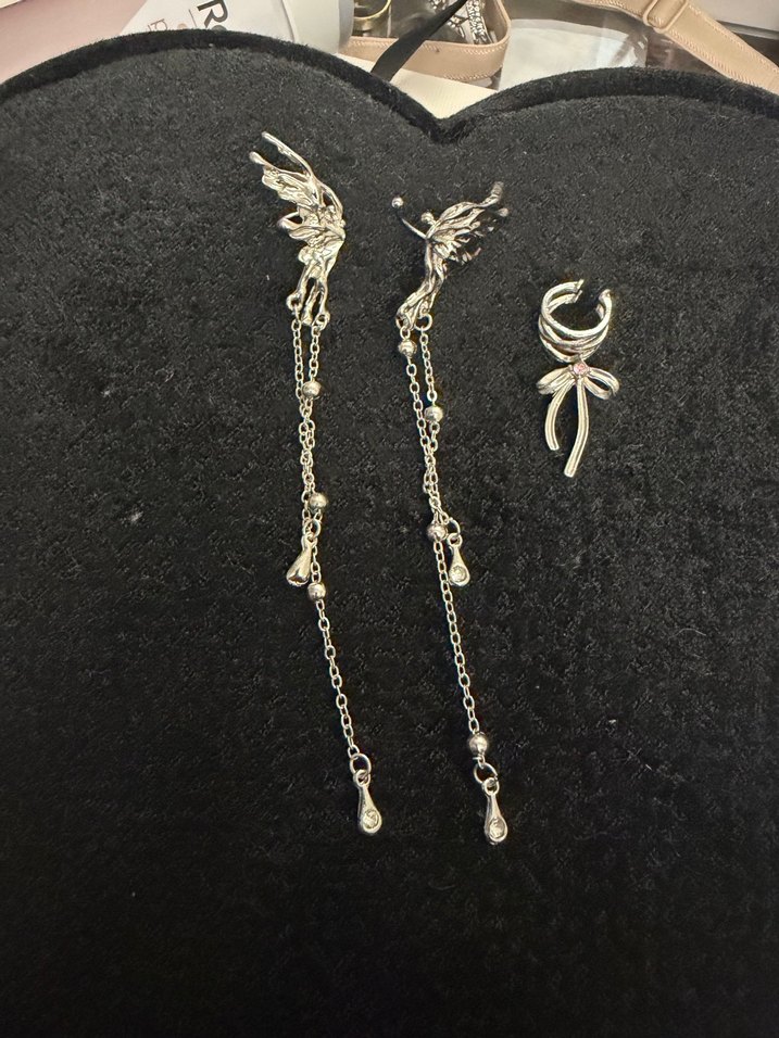 Uzun Gri Gotik Boncuklu Küpeler - Görsel 2