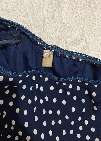 Lacivert Puantiyeli Volanlı Midi Hamile Eteği - Görsel 2