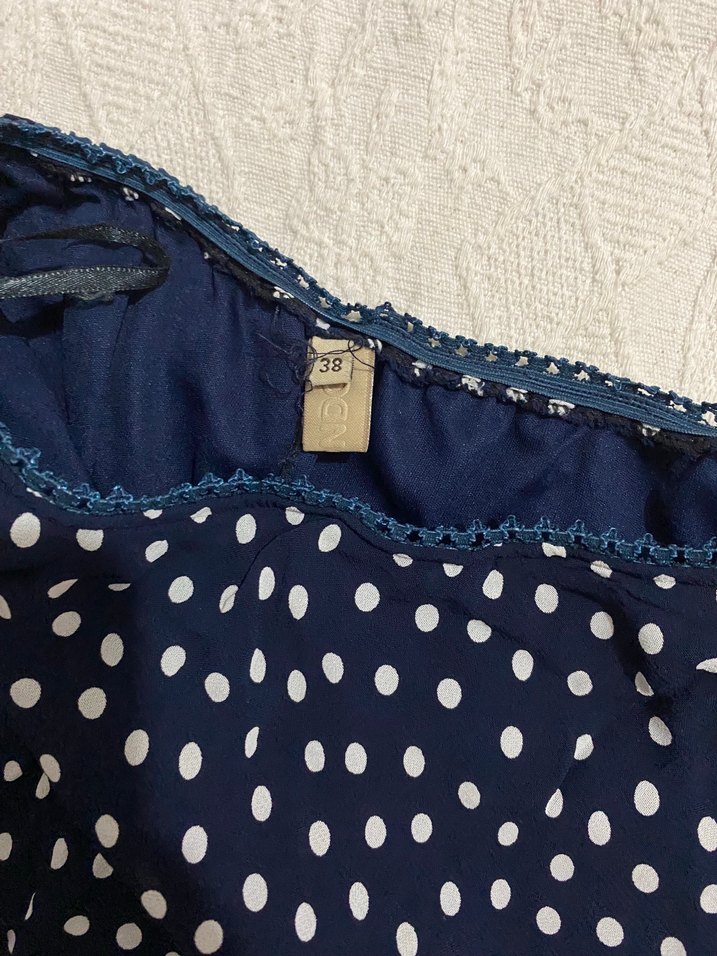 Lacivert Puantiyeli Volanlı Midi Hamile Eteği - Görsel 2