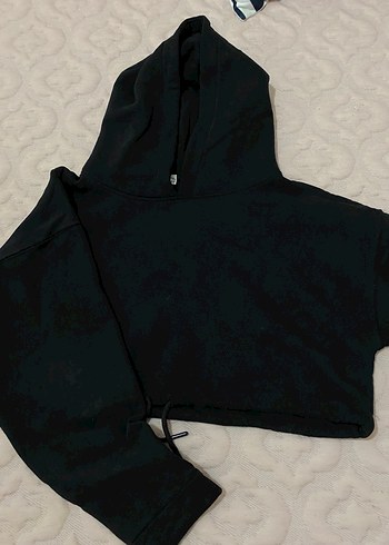 Siyah Kapüşonlu Kadın Sweatshirt