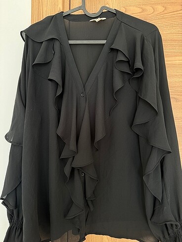 44 Beden siyah Renk Koton şifon gömlek-bluz
