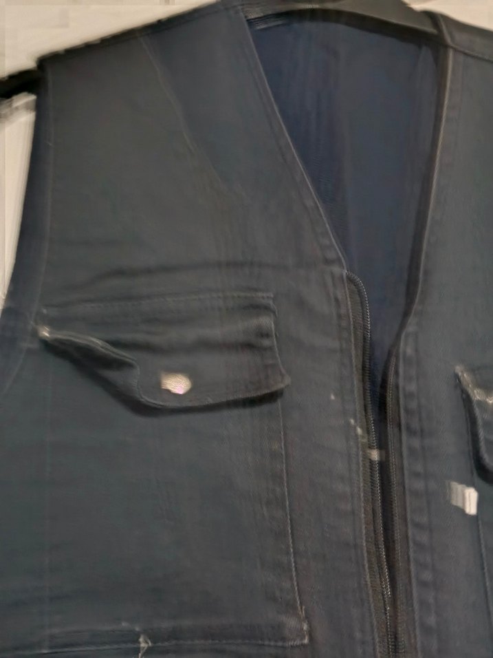 Lacivert Kot Kumaştan Fermuarlı Erkek Yelek - Görsel 2