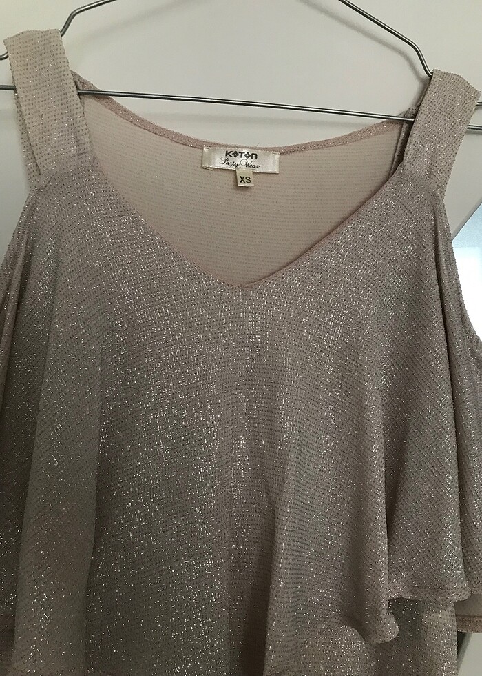 Pudra pembe Simli abiye/ şık üst - Görsel 2