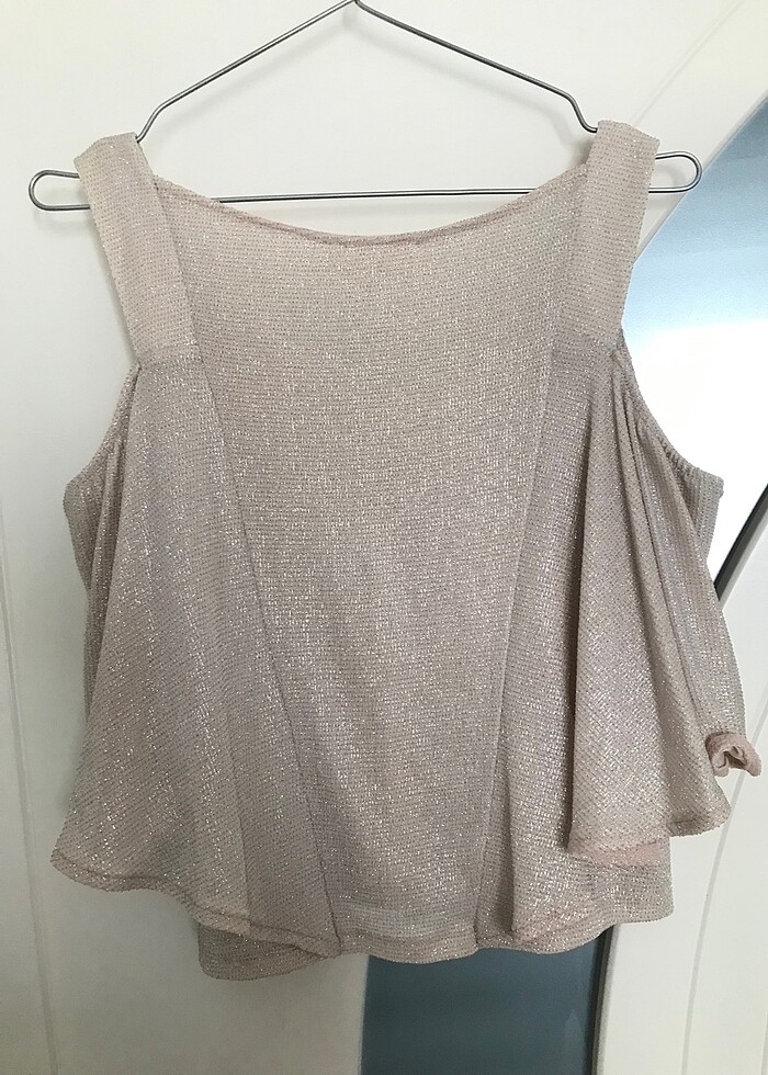 Pudra pembe Simli abiye/ şık üst - Görsel 3