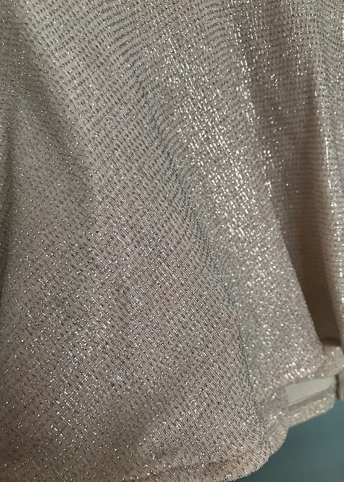 Pudra pembe Simli abiye/ şık üst - Görsel 4