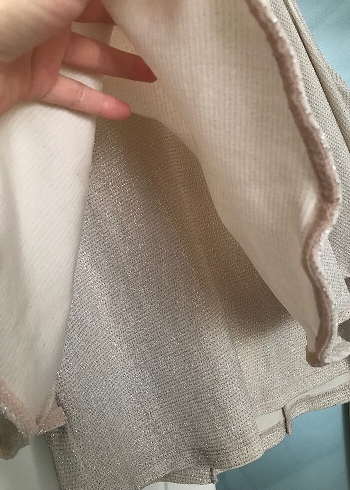 Pudra pembe Simli abiye/ şık üst - Görsel 5