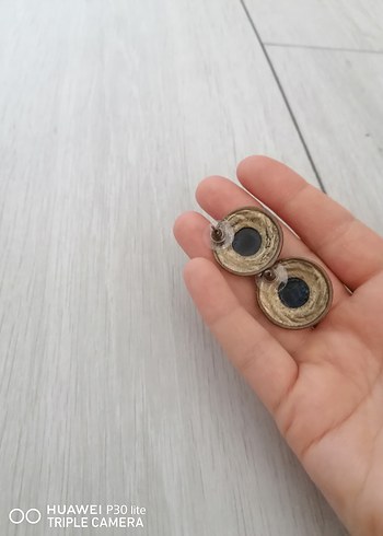 Beden Turkuaz Mini Düğmeli Vintage Küpe