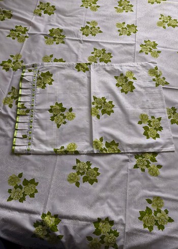 İşlemeli Beyaz ve Gri Yatak Örtüsü - Görsel 4