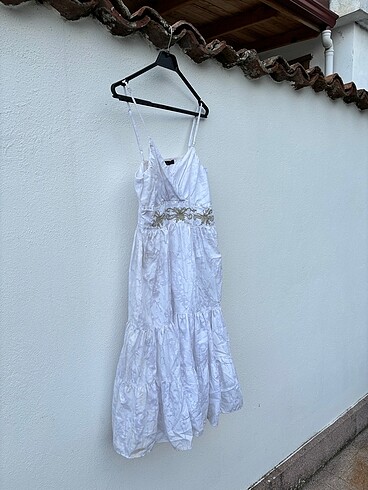 s Beden Beyaz yazlık günlük elbise ince askılı 36 beden s