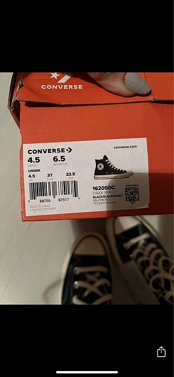 37 Beden siyah Renk converse chuck 70 siyah