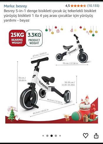 Beyaz siyah Üç Tekerlekli Çocuk Bisikleti - Görsel 3