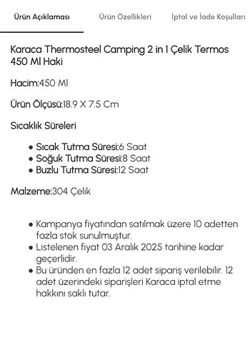 Karaca Termos- Haki - Görsel 4