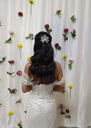 Parıltılı Beyaz Straplez Denizkızı Gelinlik - Görsel 4