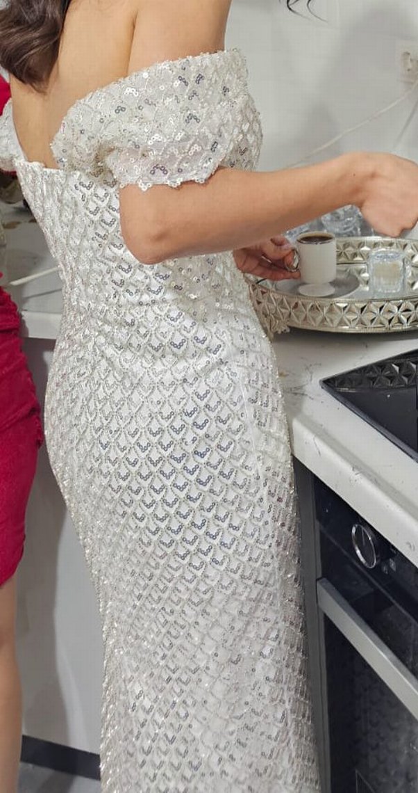 Parıltılı Beyaz Straplez Denizkızı Gelinlik - Görsel 2