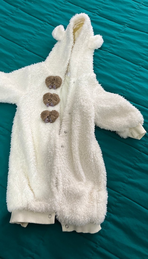 Kız Bebek Beyaz Kürklü Tulum - Görsel 2