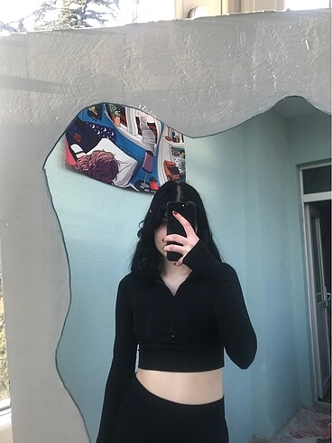 s Beden Yarım Fermuar Crop