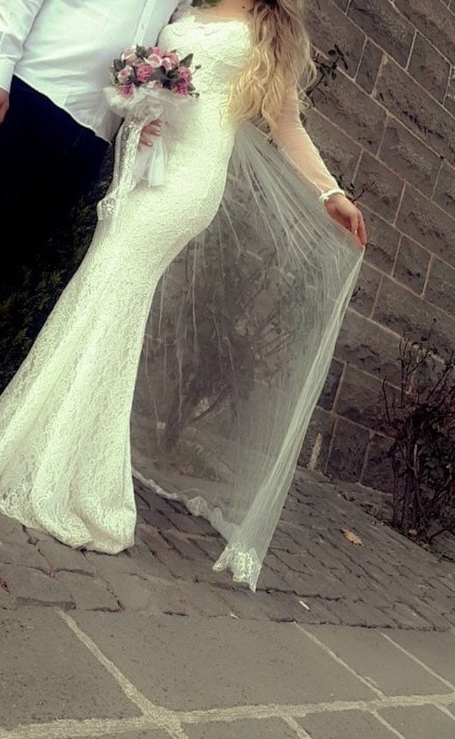 Bohem Uzun Kollu Denizkızı abiye,gelinlik - Görsel 2