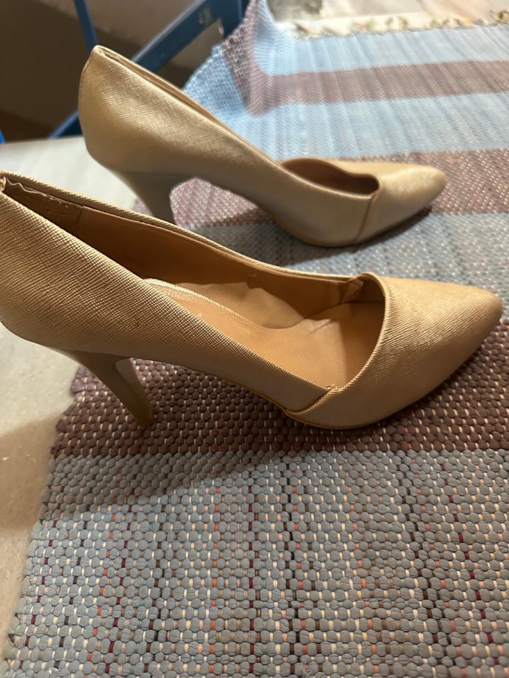 Bej Yılan Desenli Deri Topuklu Stiletto - Görsel 4