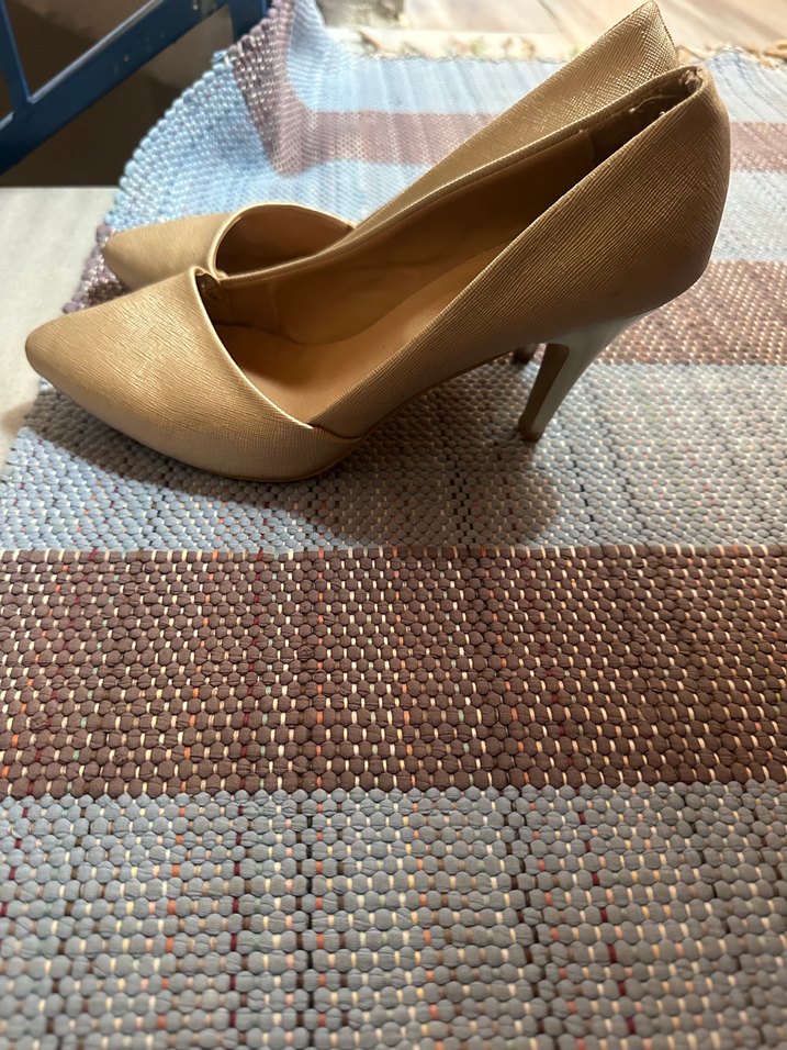 Bej Yılan Desenli Deri Topuklu Stiletto - Görsel 2